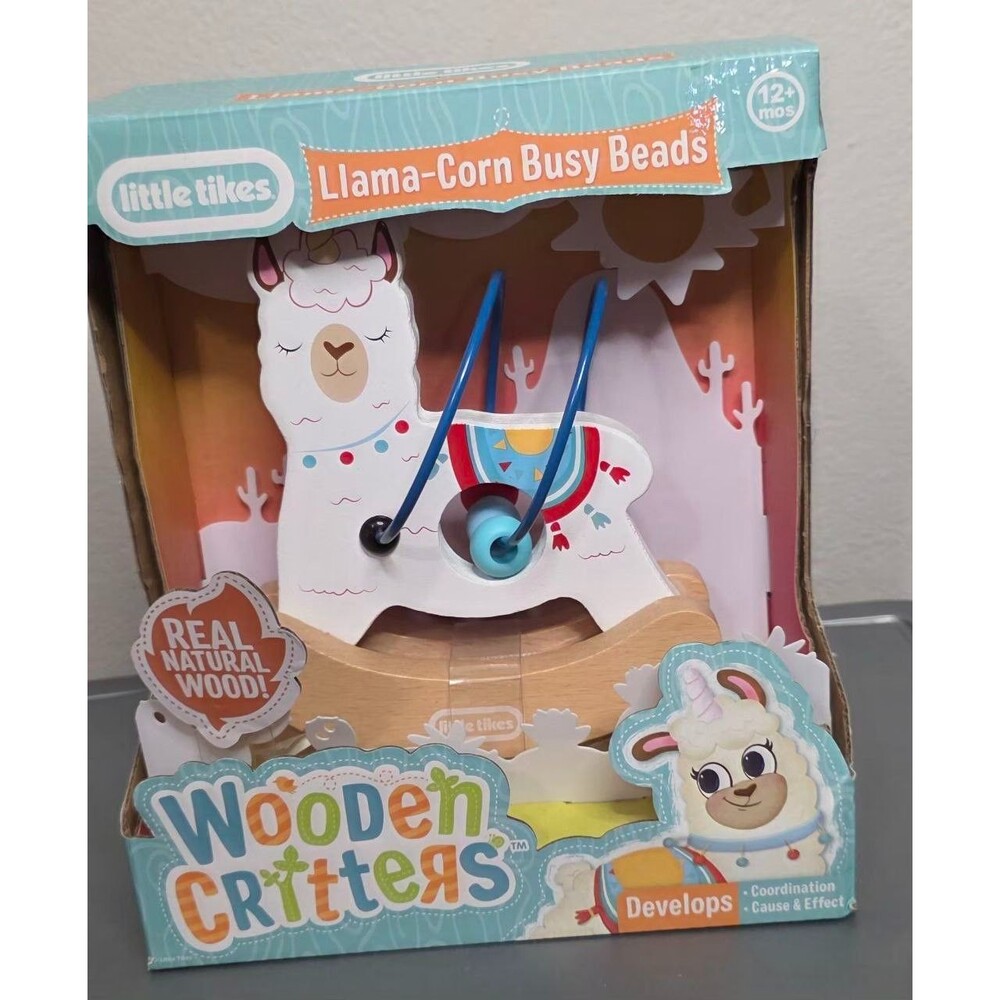 Little Tikes Llama-Corn Busy Beads Wooden Critters Developmental Age 12 Mos & up